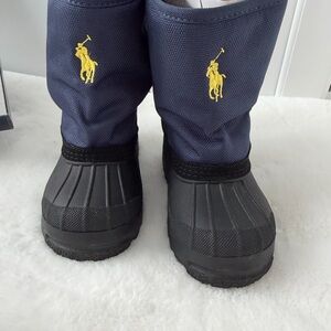 Ralph Lauren Navy and Yellow Boots Size 8, new in a box